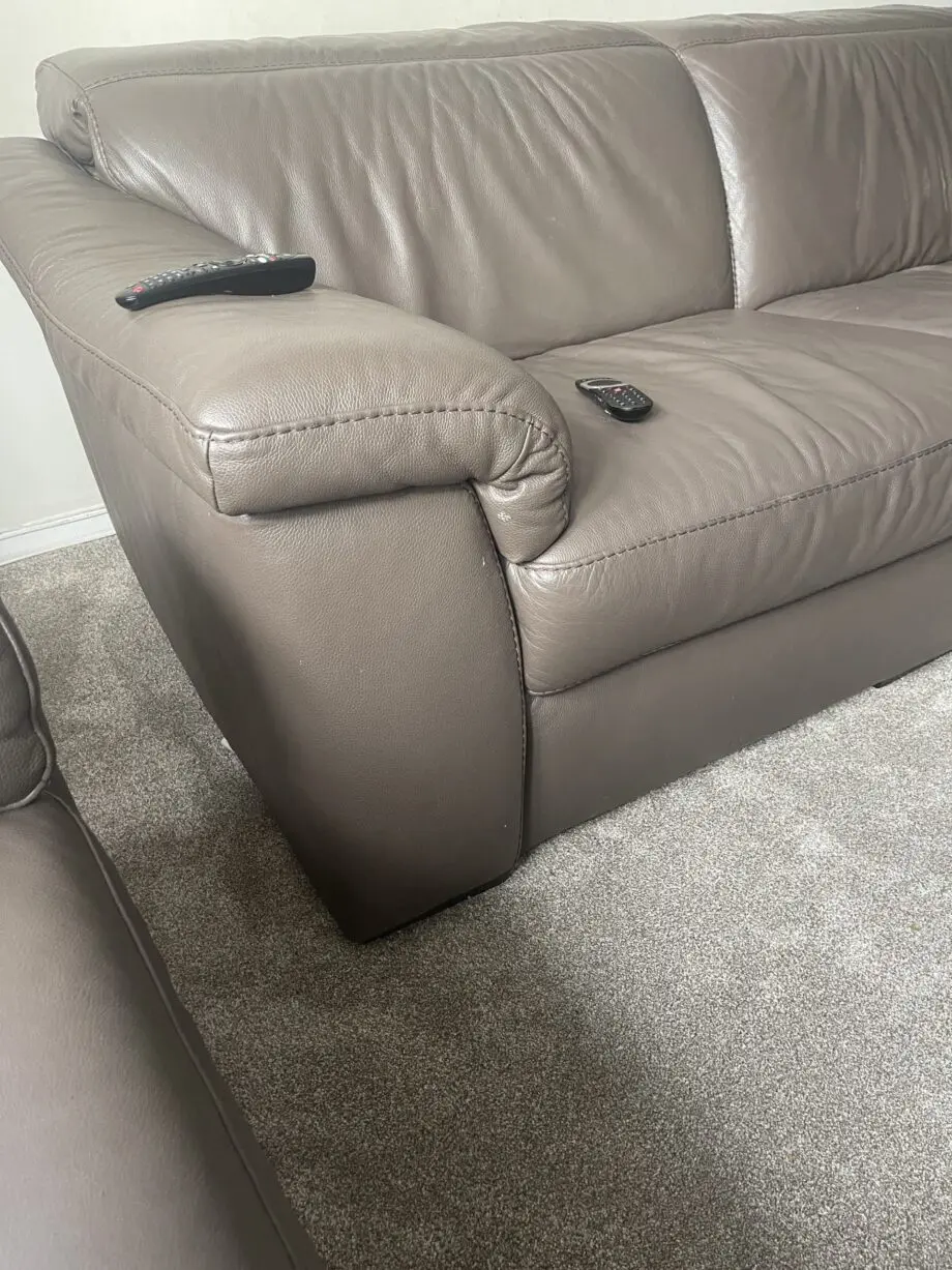 Furniture village, chocolate brown leather sofas