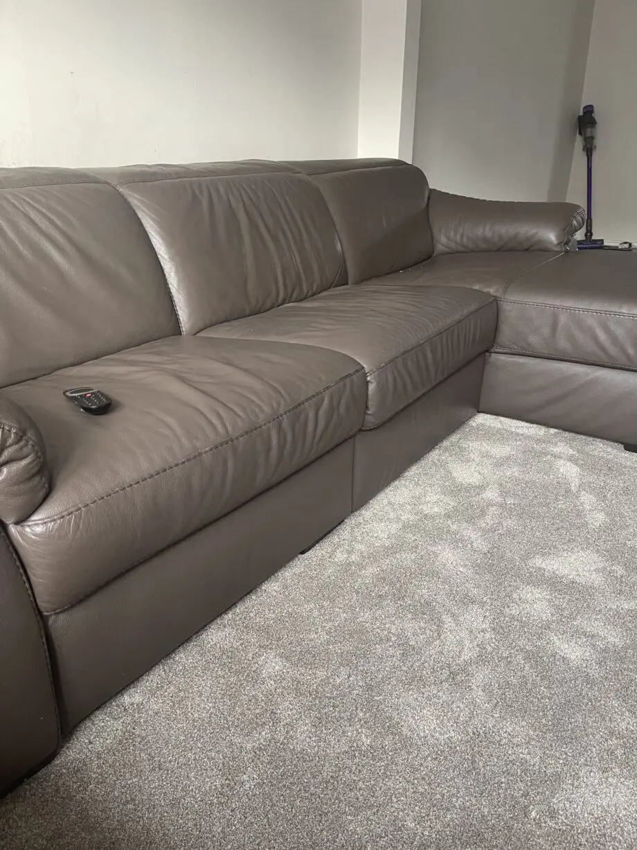Furniture village, chocolate brown leather sofas
