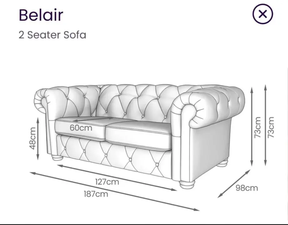 DFS 2x2 seater chesterfield (Cotswold plain) Ash colour.