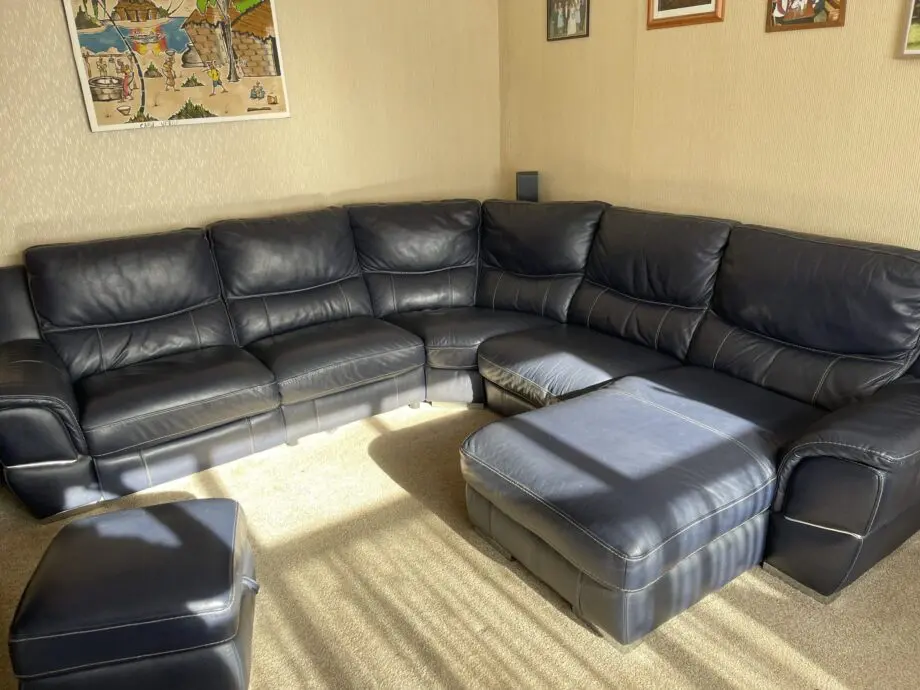 Corner Sofa, large blue leather from DFS