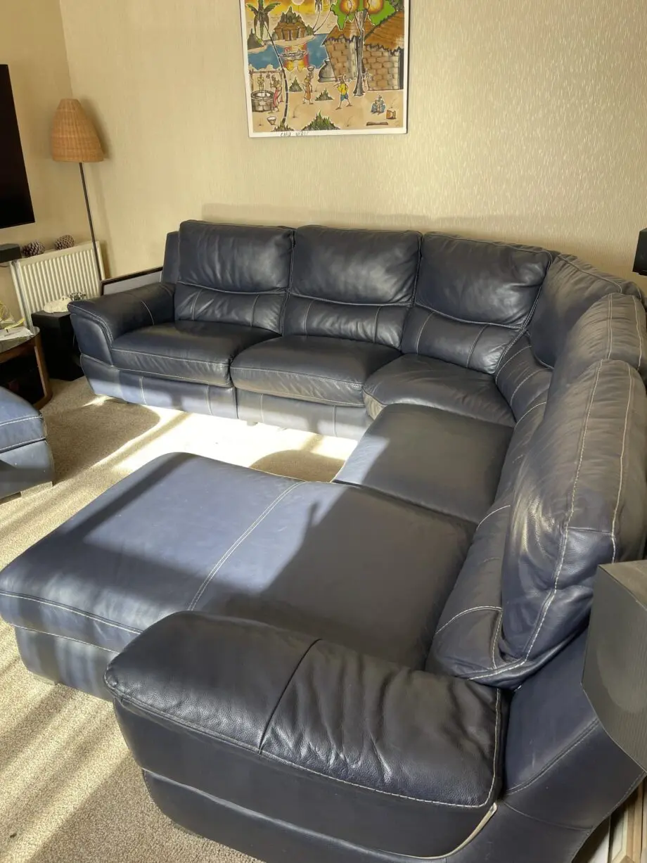 Corner Sofa, large blue leather from DFS