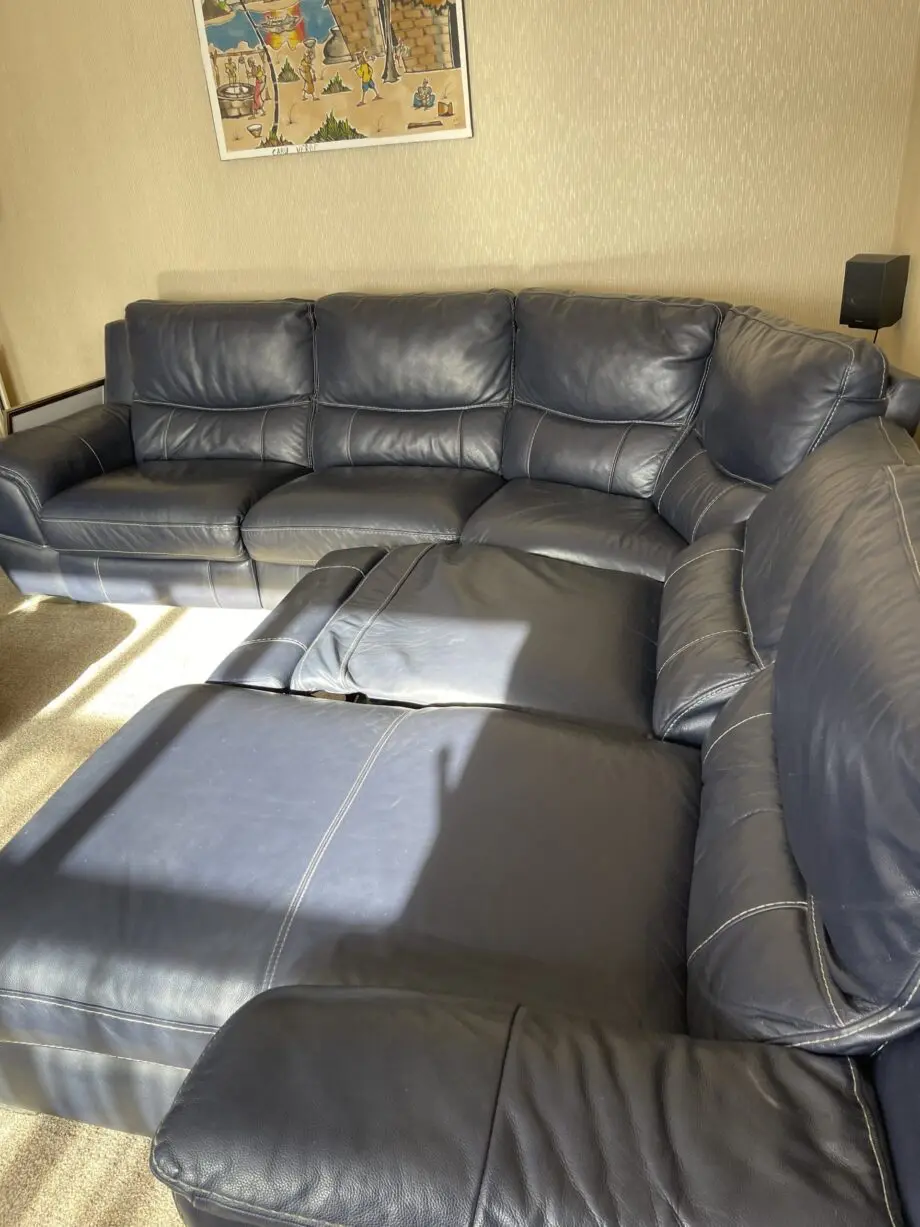 Corner Sofa, large blue leather from DFS