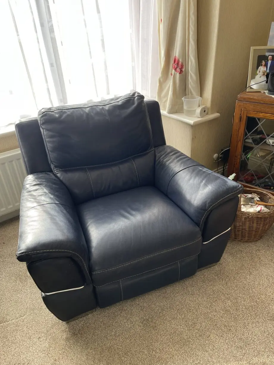 Corner Sofa, large blue leather from DFS