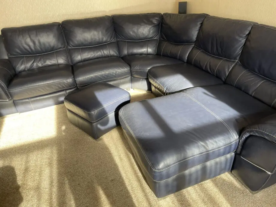 Corner Sofa, large blue leather from DFS