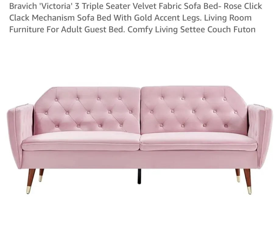Art deco rose sofa - expandable to bed