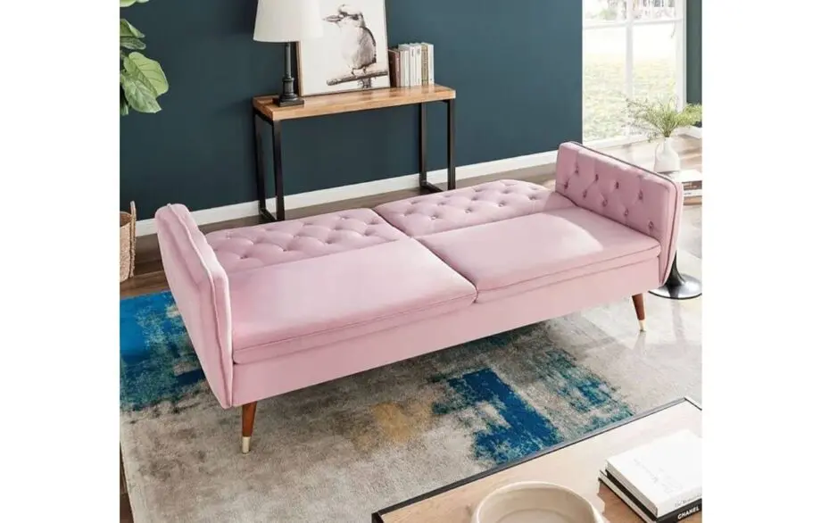 Art deco rose sofa - expandable to bed