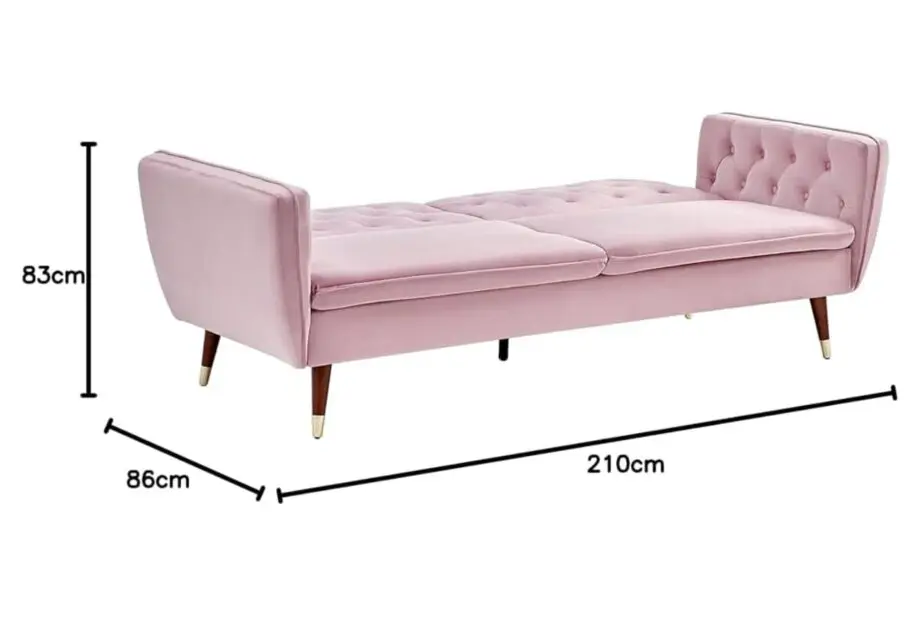 Art deco rose sofa - expandable to bed