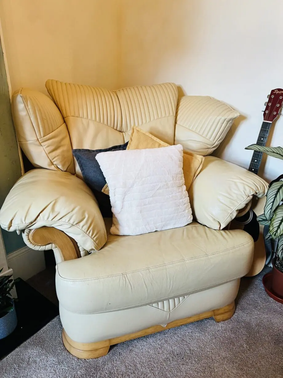 Leather Italian Yellow Arm chairs and Sofa set