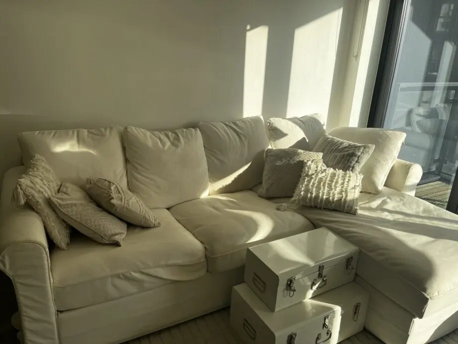 Ikea Gronlid 3 seat sofa with chaise lounge in colour Inseros White