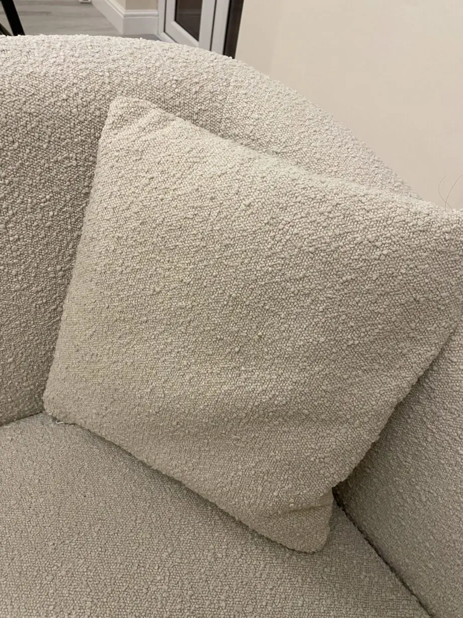 Modern Cream Boucle Fabric 3 Seater Curved Tub Sofa
