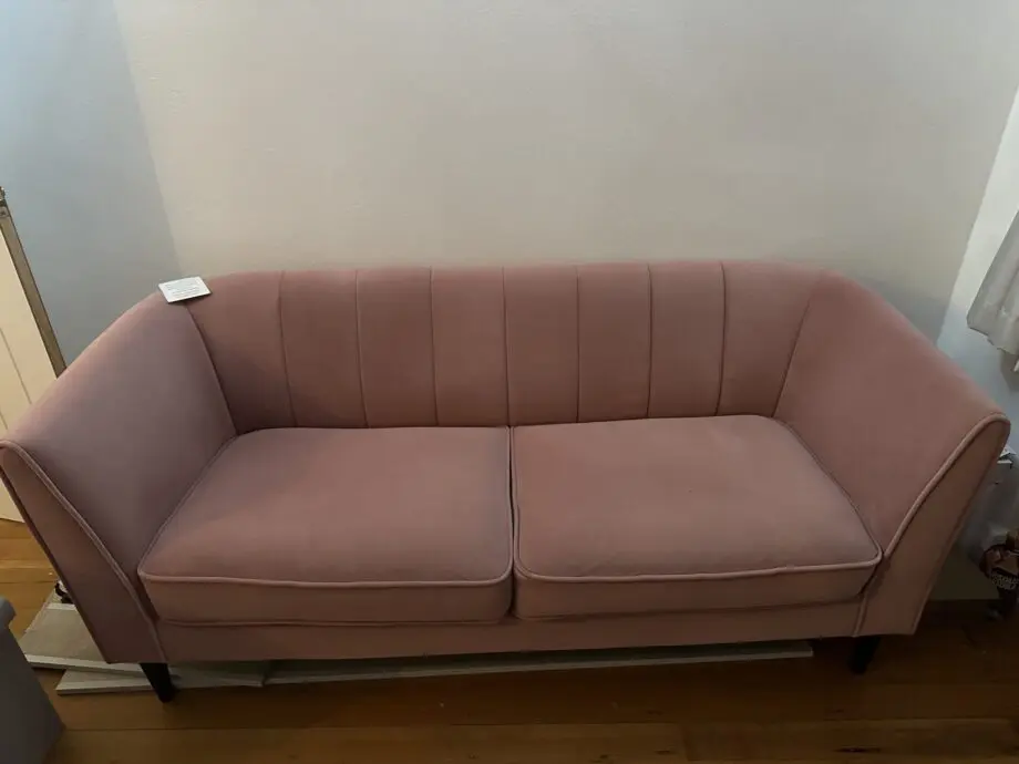 Marks and Spencer ‘Lille’ x2 3 seater sofas, chair and footstool, all dusty pink.