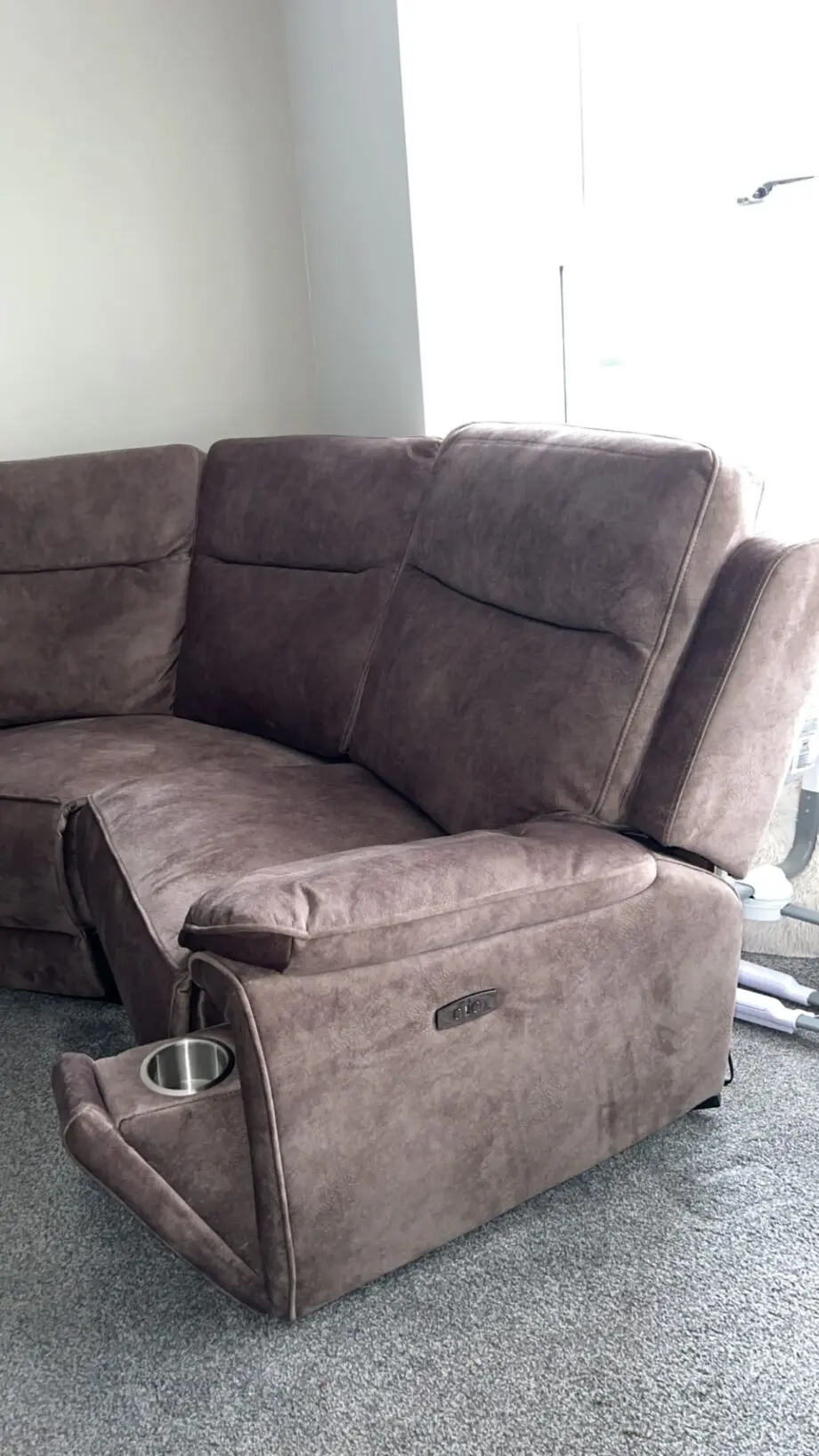 Osaka Modular Corner Recliner Sofa with Console - Truffle