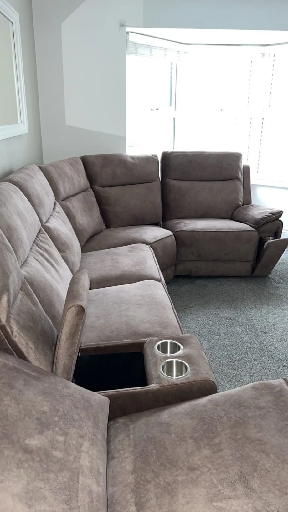 Osaka Modular Corner Recliner Sofa with Console - Truffle