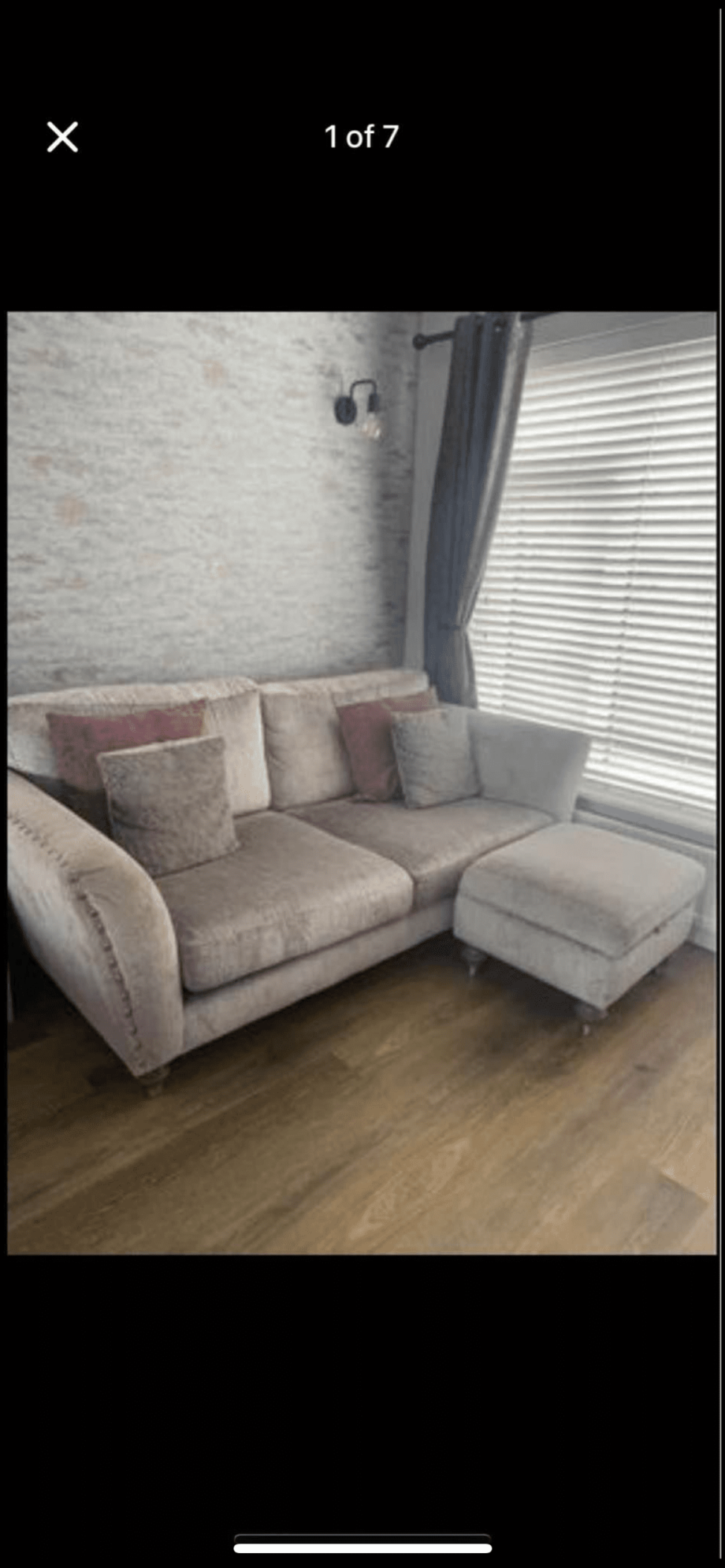 DFS Laurie Silver 3 Seater Sofa and footstool