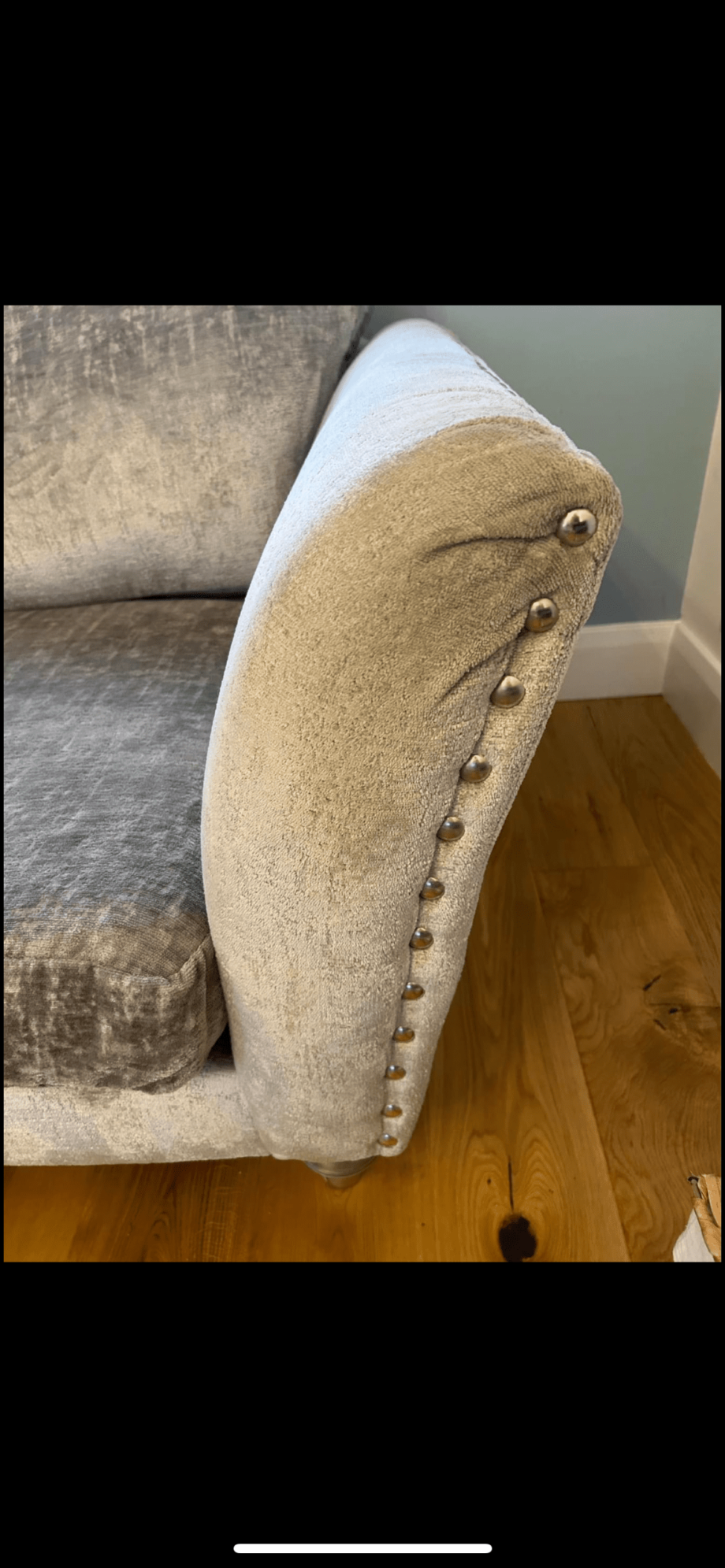 DFS Laurie Silver 3 Seater Sofa and footstool