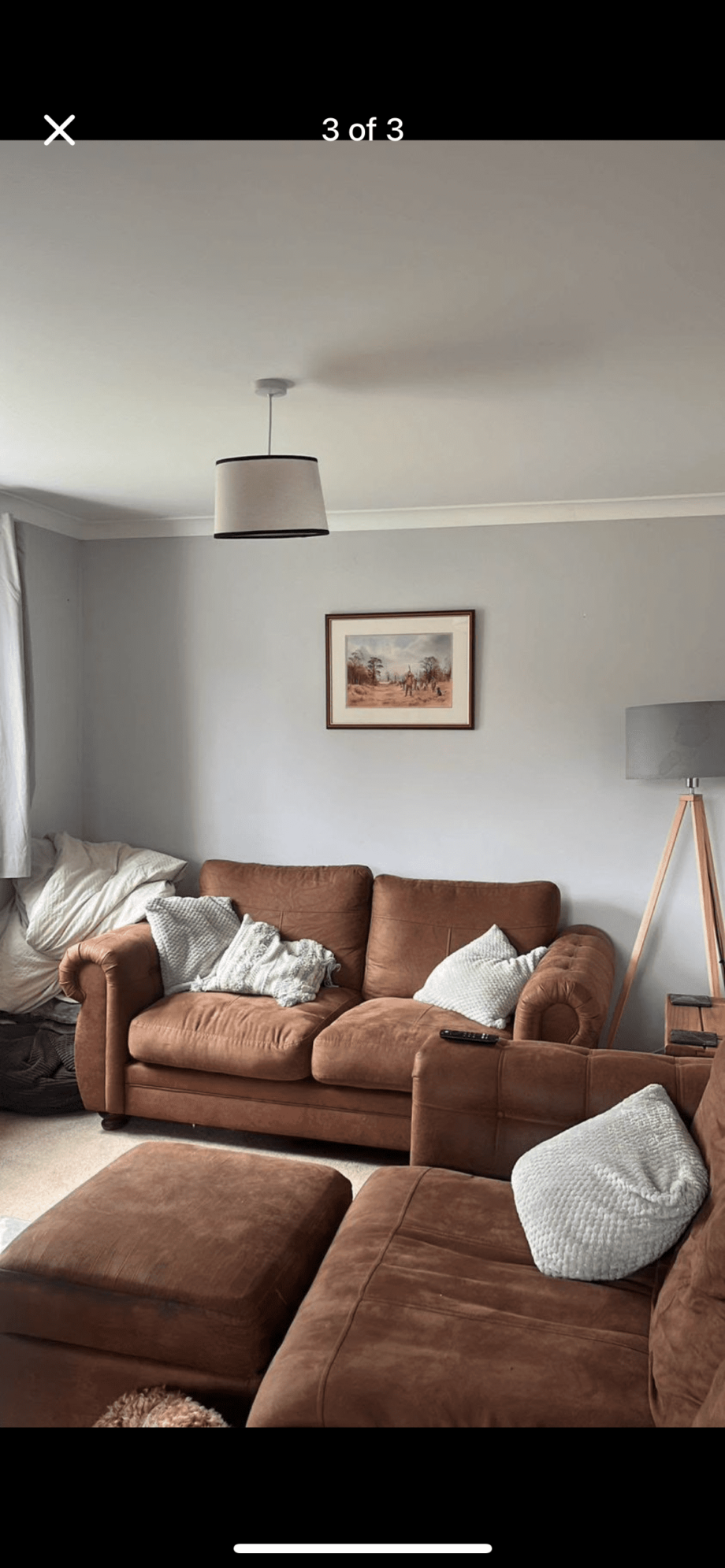 Brown suede 2 & 3 seater sofa
