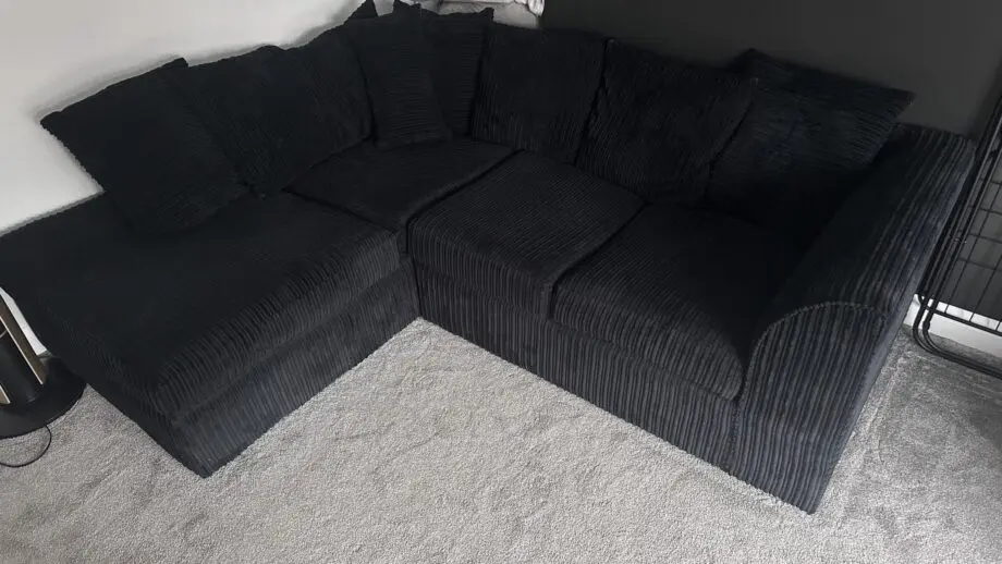 Ebern Designs L-shape corner 3 seated sofa in black