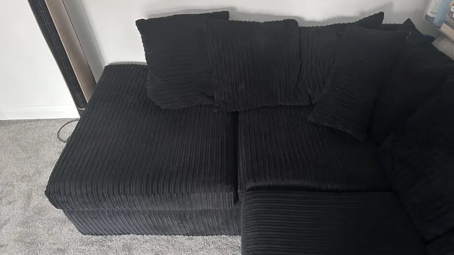 Ebern Designs L-shape corner 3 seated sofa in black