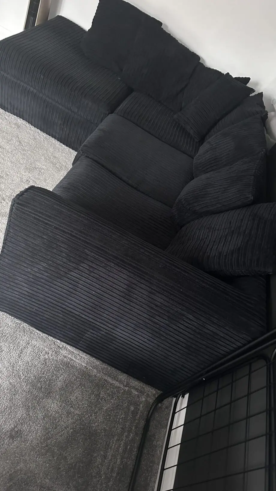 Ebern Designs L-shape corner 3 seated sofa in black