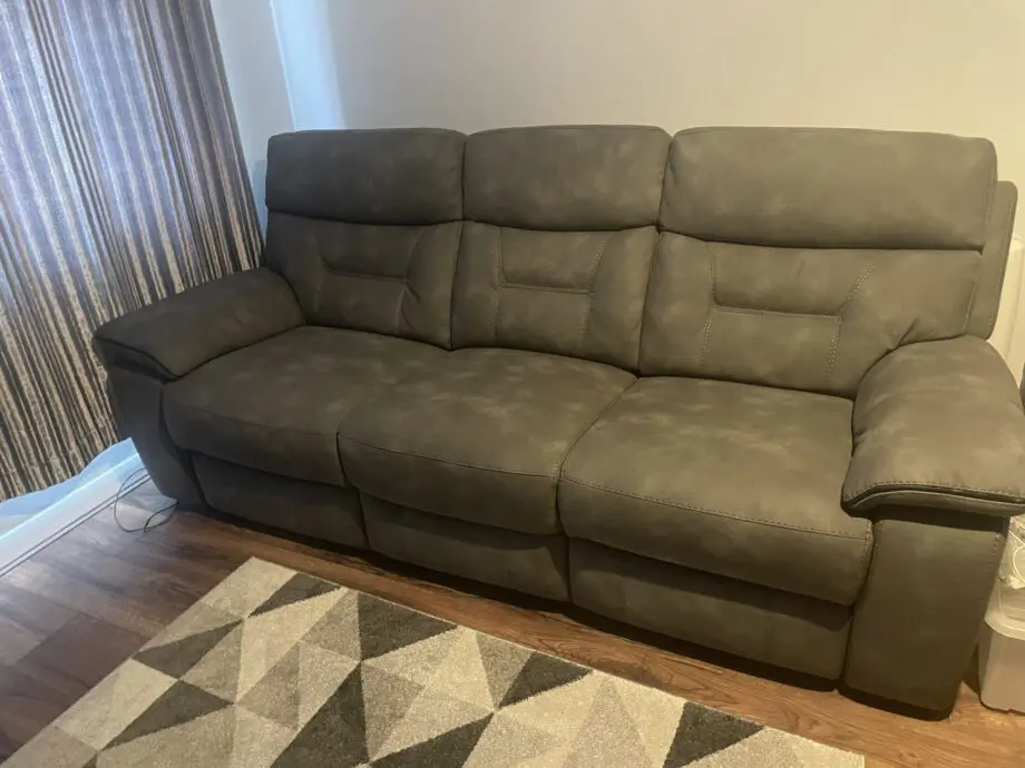 DFS 3 seater electric recliner grey sofa