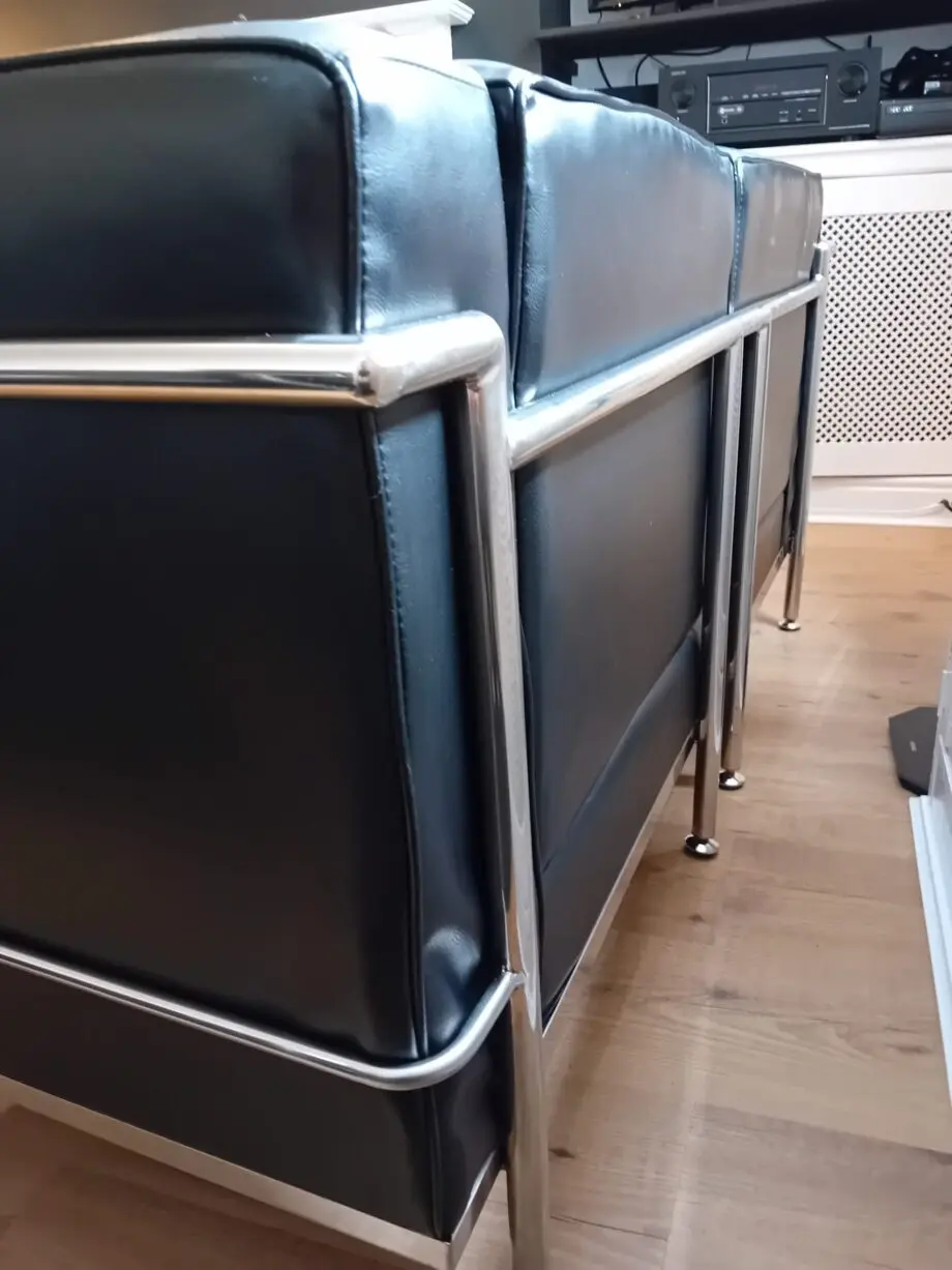 Le Corbusier Style Black 2 seater faux leather Sofa