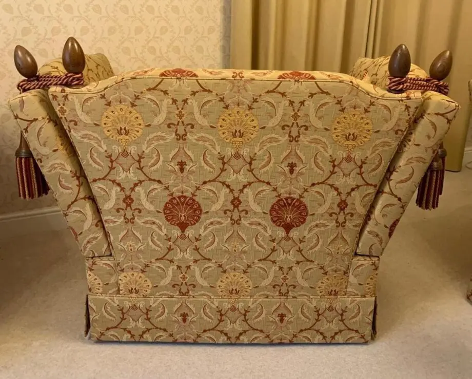 David Gundry Manhattan Minor Knole Sofa and 2 Love Chairs in Ottoman Spice gold fabric