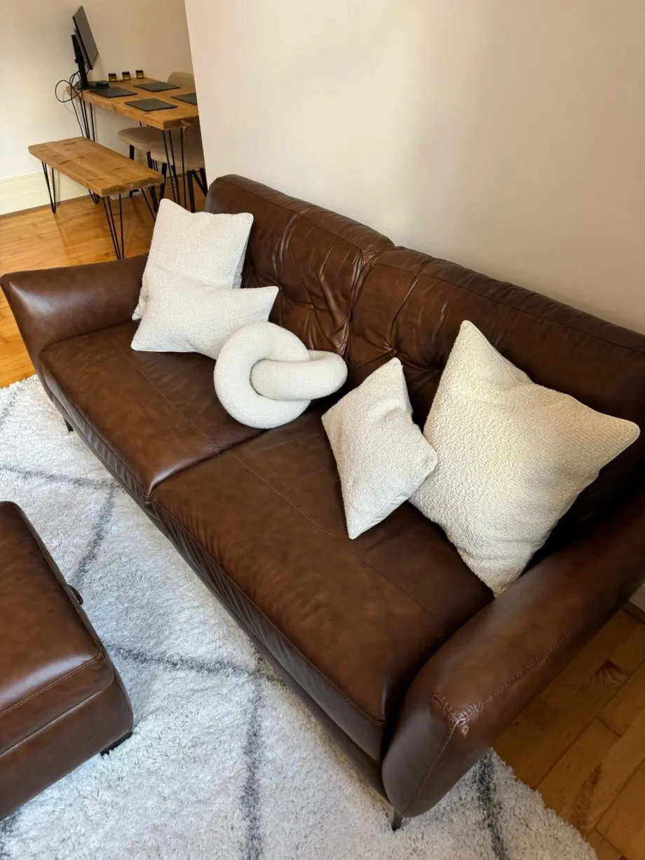Sofology Cordelia Alaska Whisky Brown Leather Sofa Set