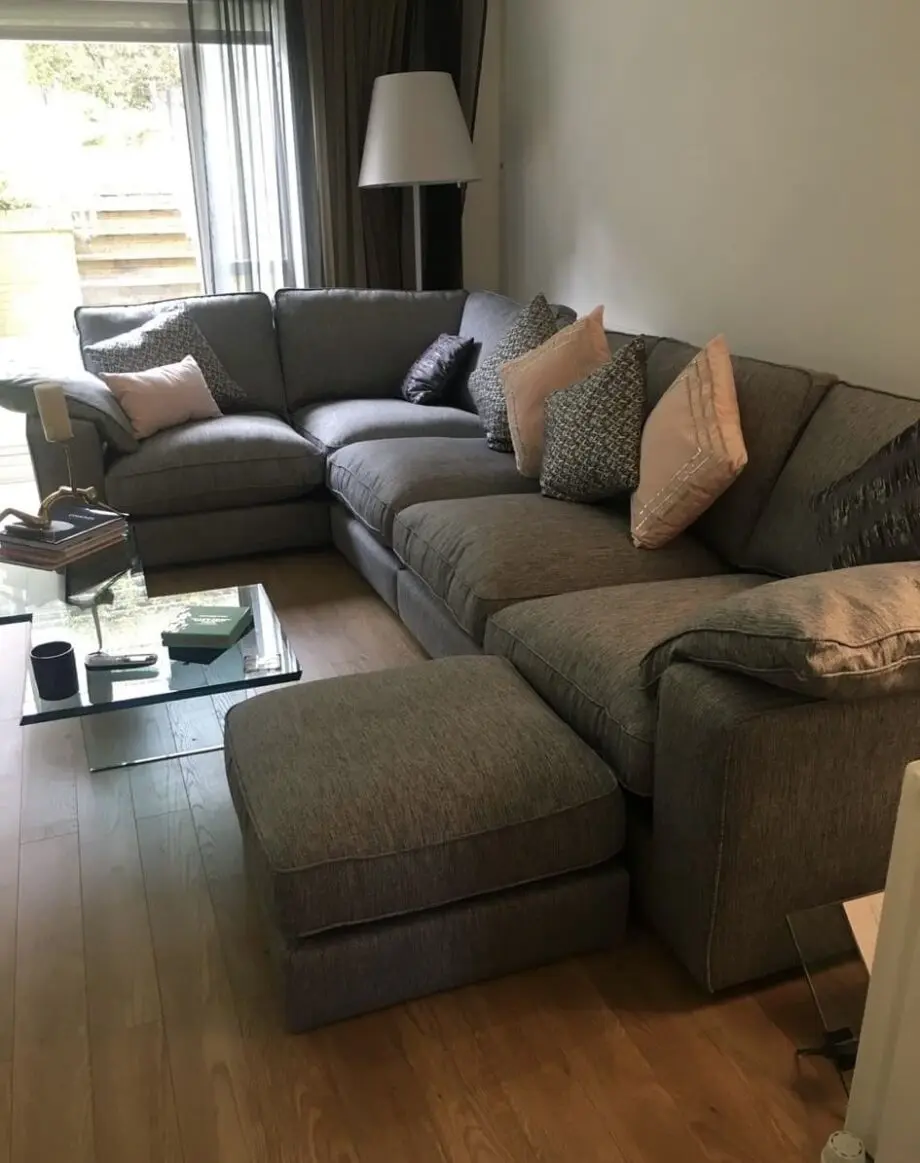 Sofology Shimmer Silver 6 Seater Corner Sofa + Footstool