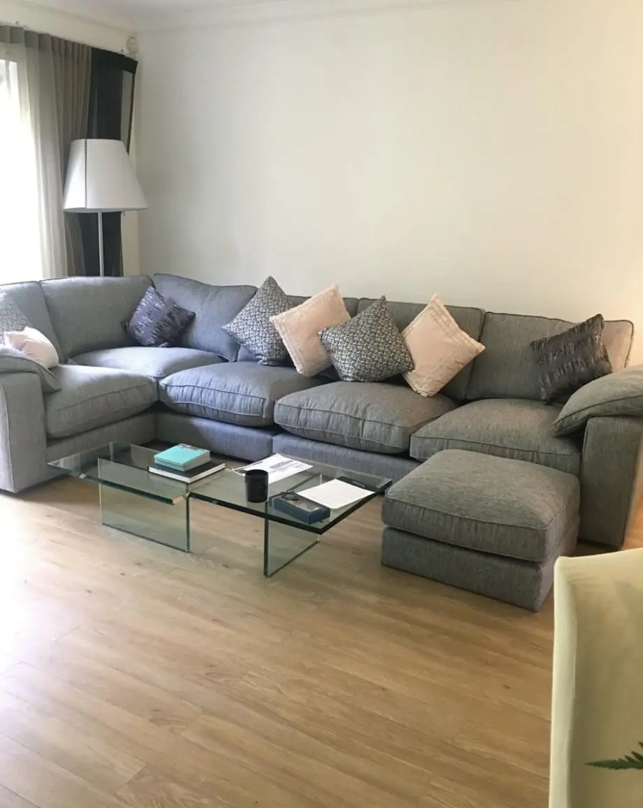 Sofology Shimmer Silver 6 Seater Corner Sofa + Footstool