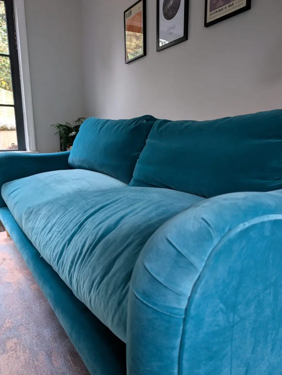 Loaf 3-seater “Bumpster” Sofa in Pacific Clever Velvet.