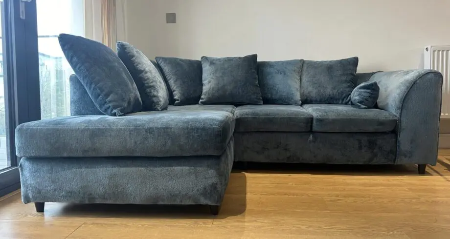 Abakus Direct Harriet Crushed Chenille Corner Sofa (Dark Blue)