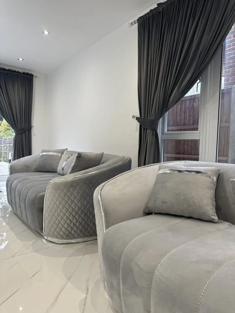 Light Grey Velvet - 2X - 3-Piece Sofa