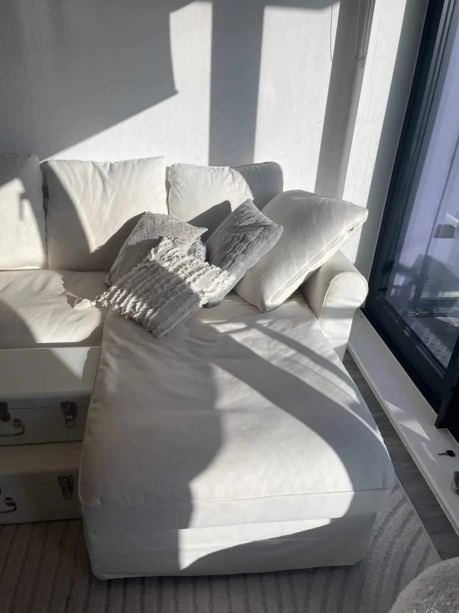 Ikea Gronlid 3 seat sofa with chaise lounge in colour Inseros White