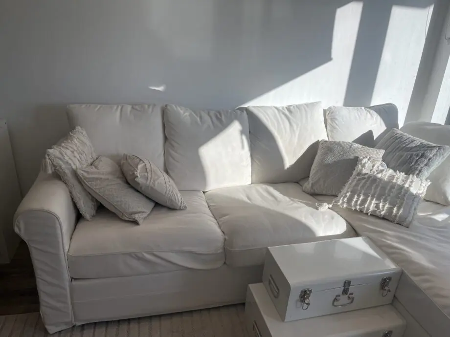 Ikea Gronlid 3 seat sofa with chaise lounge in colour Inseros White