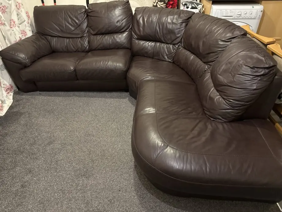 Leather brown corner sofa