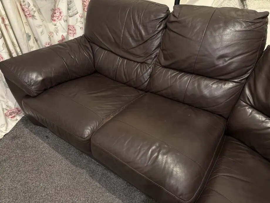 Leather brown corner sofa