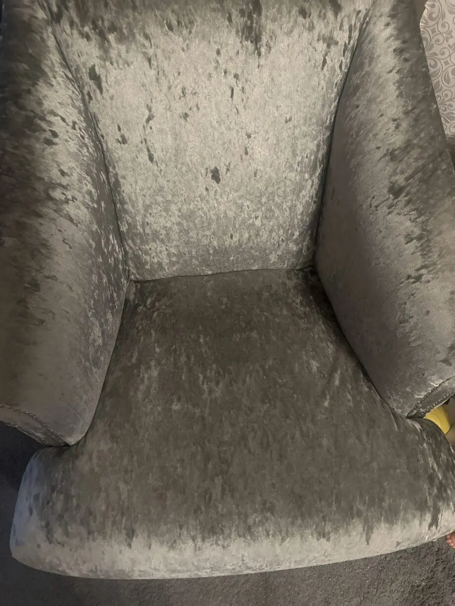 Single grey velvet sofa chair from dfs