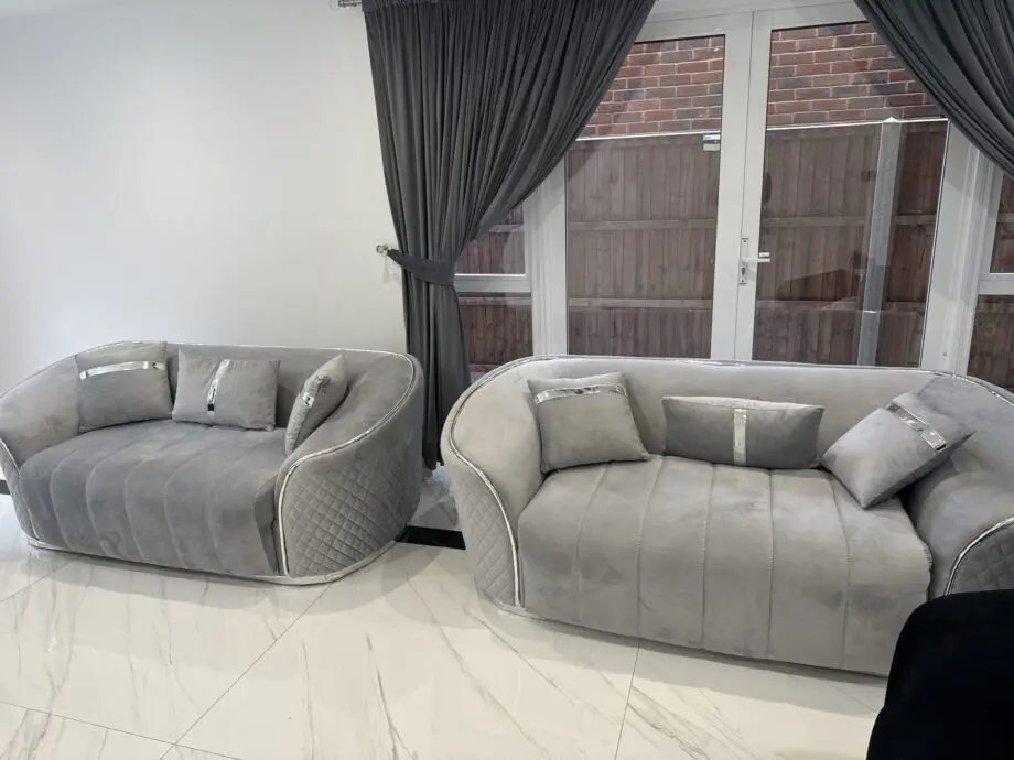 Light Grey Velvet - 2X - 3-Piece Sofa