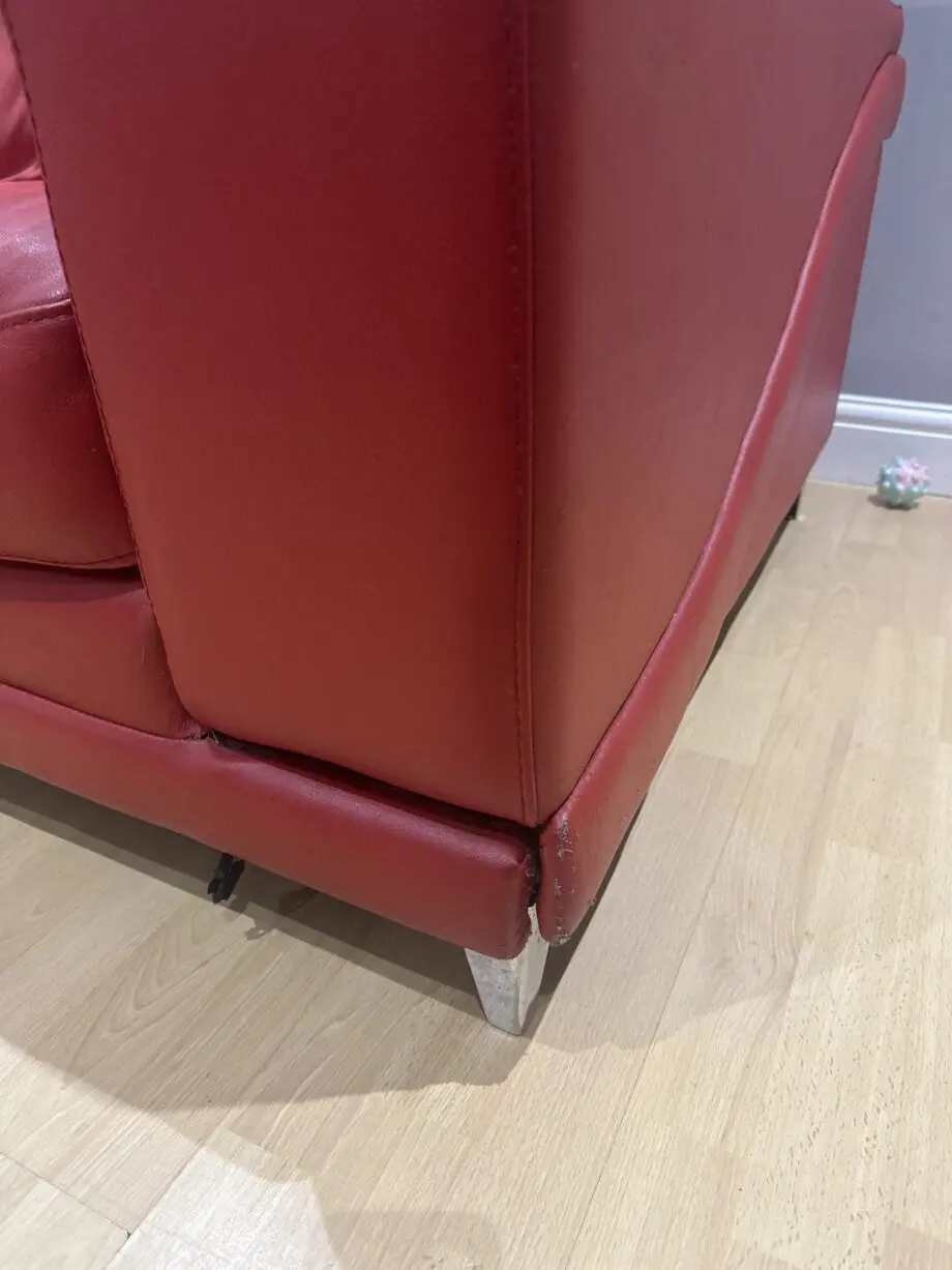 Preloved not sat on much red dfs leather sofa