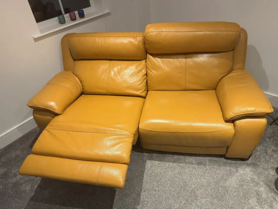 WORLD OF LEATHER STARLIGHT EXPRESS LEATHER 3 SEATER AND POUFF(CHAIR) LAKE GREEN