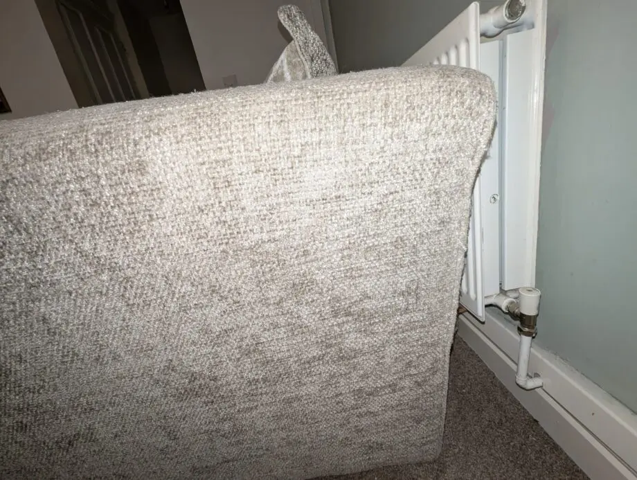 Grey loveseat and matching recliner 2 seater