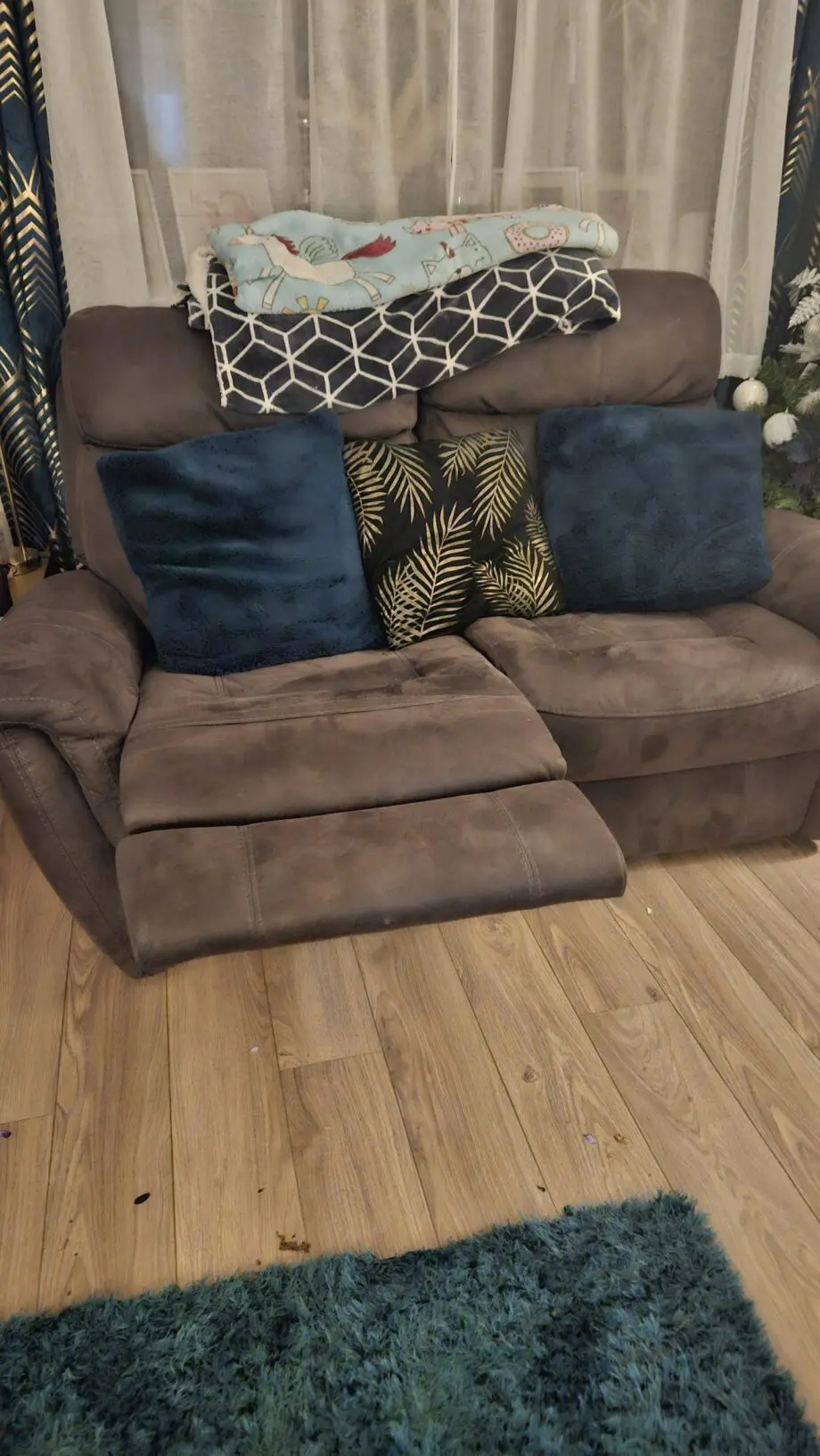 DFS 3 & 2 Seater Set Steel grey/brown Recliners