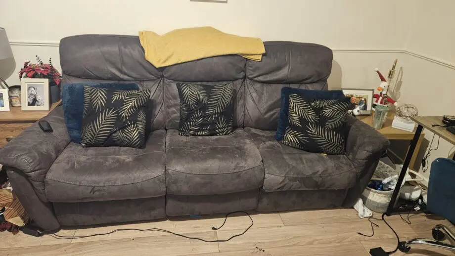 DFS 3 & 2 Seater Set Steel grey/brown Recliners
