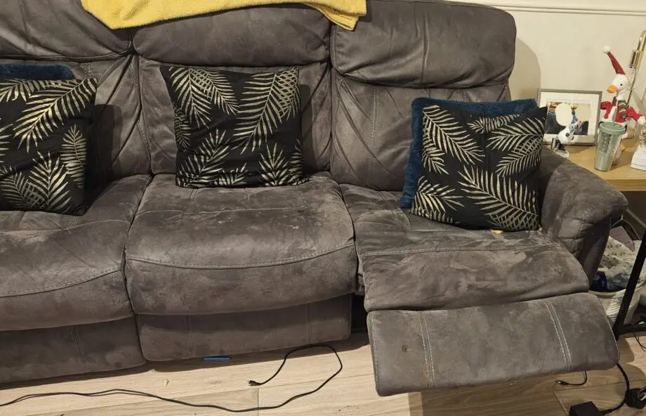 DFS 3 & 2 Seater Set Steel grey/brown Recliners