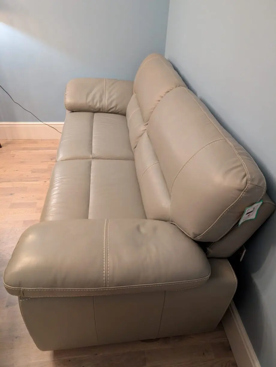 Oak furniture land - grey leather - 4 seater sofa