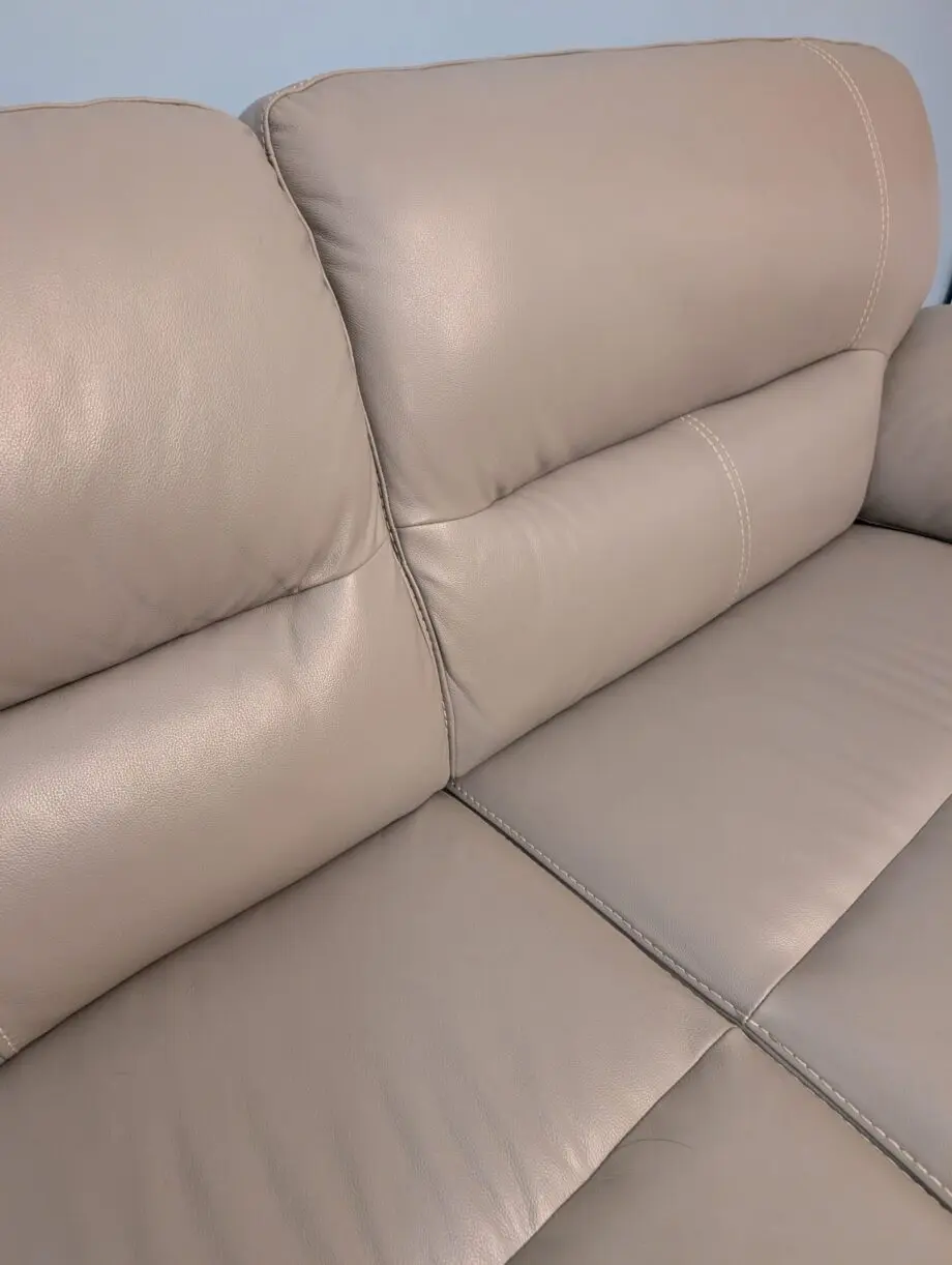 Oak furniture land - grey leather - 4 seater sofa