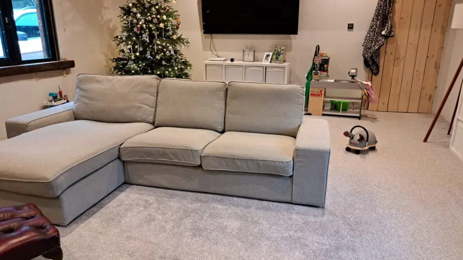 Ikea kivik 3-seat sofa with chaise longue, Tibbleby beige/grey
