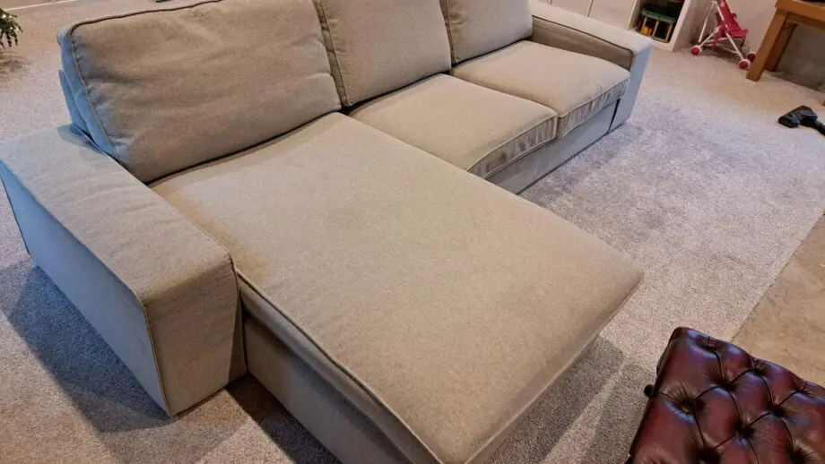 Ikea kivik 3-seat sofa with chaise longue, Tibbleby beige/grey