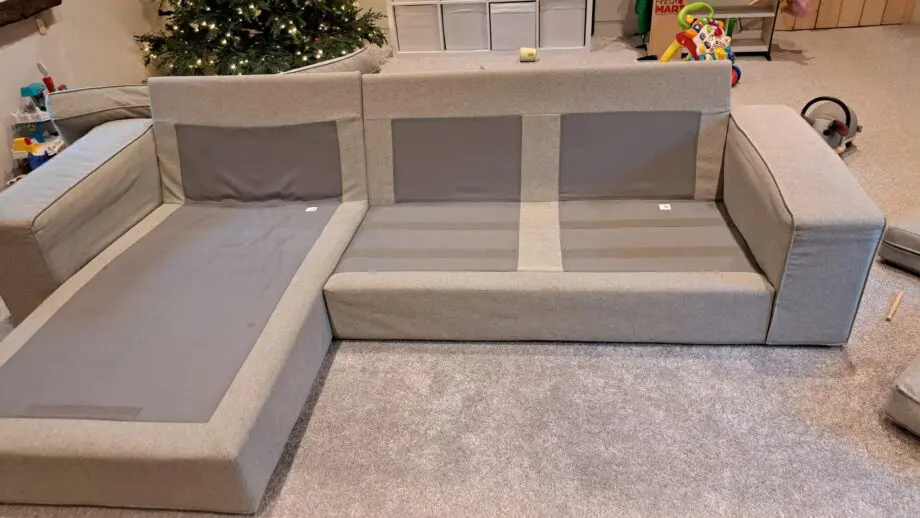 Ikea kivik 3-seat sofa with chaise longue, Tibbleby beige/grey