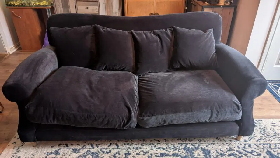 Loaf 'crumpet' ink blue clever velvet sofa